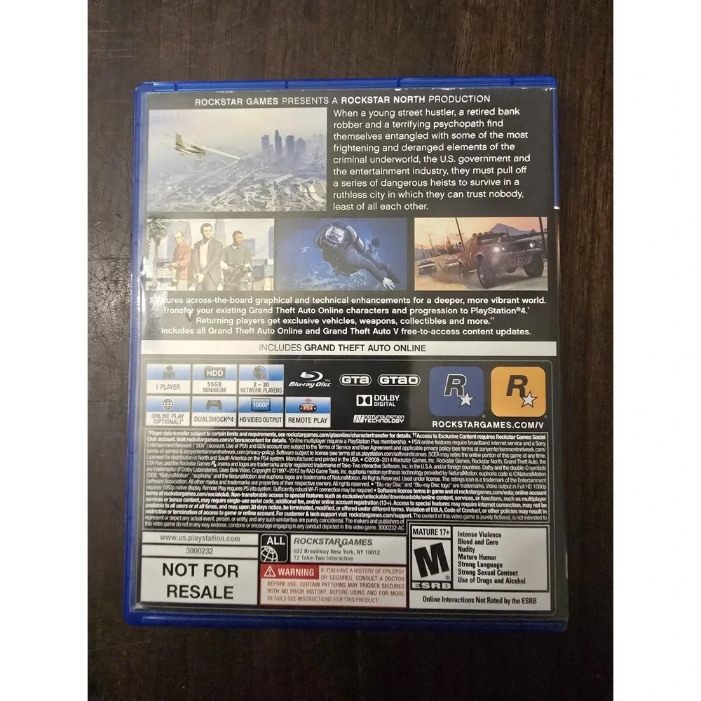 SONY Playstation 4 GTA V Game, Case, Map, Manual‎